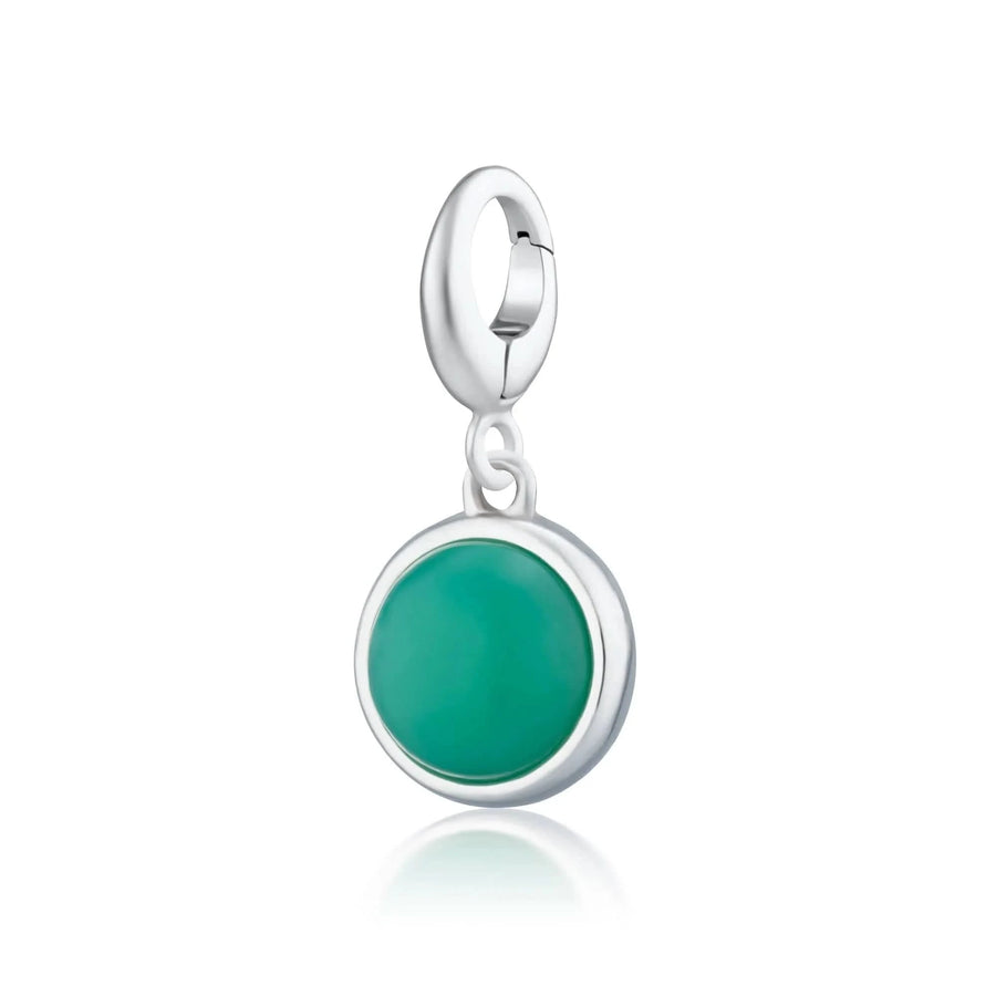 Silver Green Chrysoprase Healing Happiness Stone Charm CSHSCY