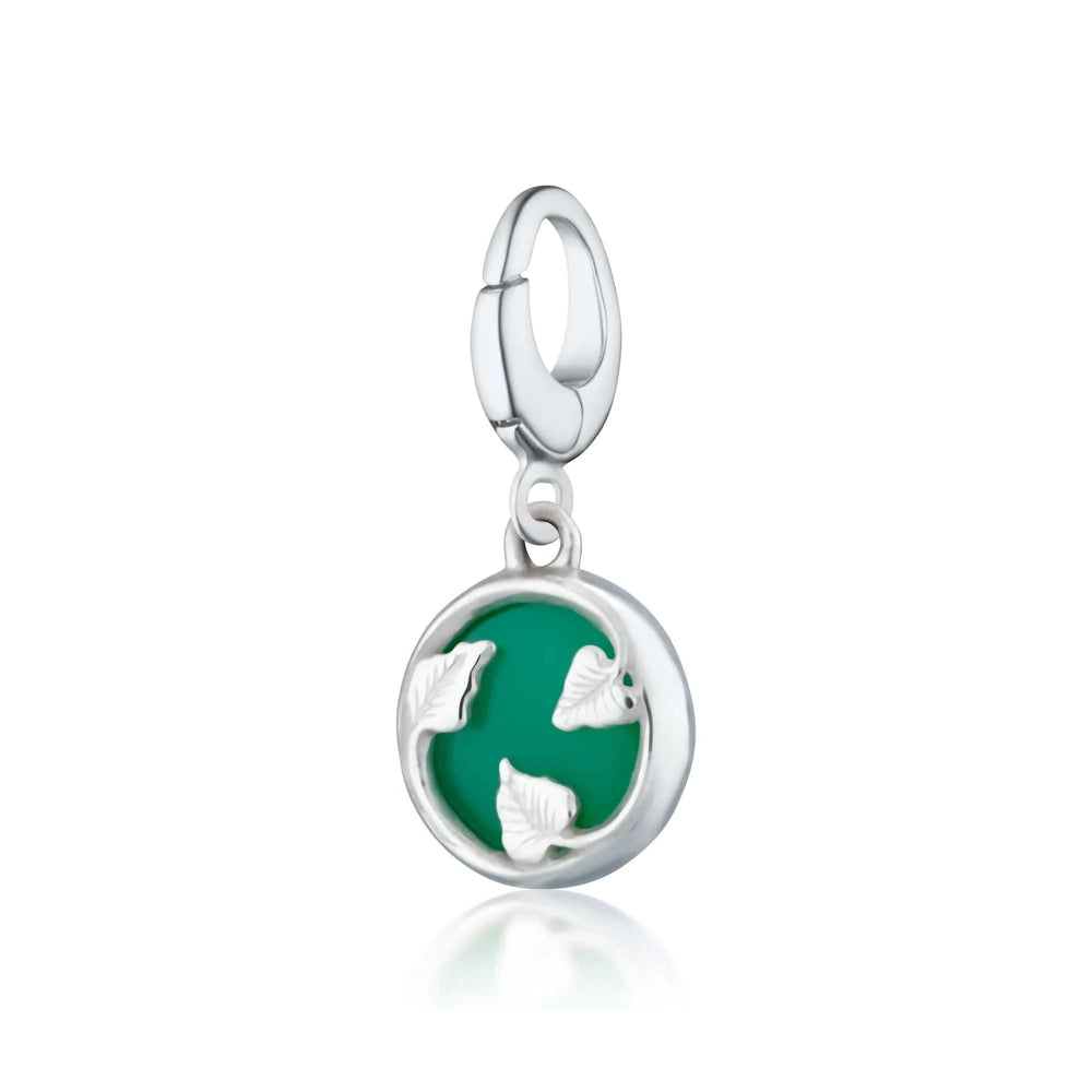 Silver Green Chrysoprase Healing Happiness Stone Charm CSHSCY