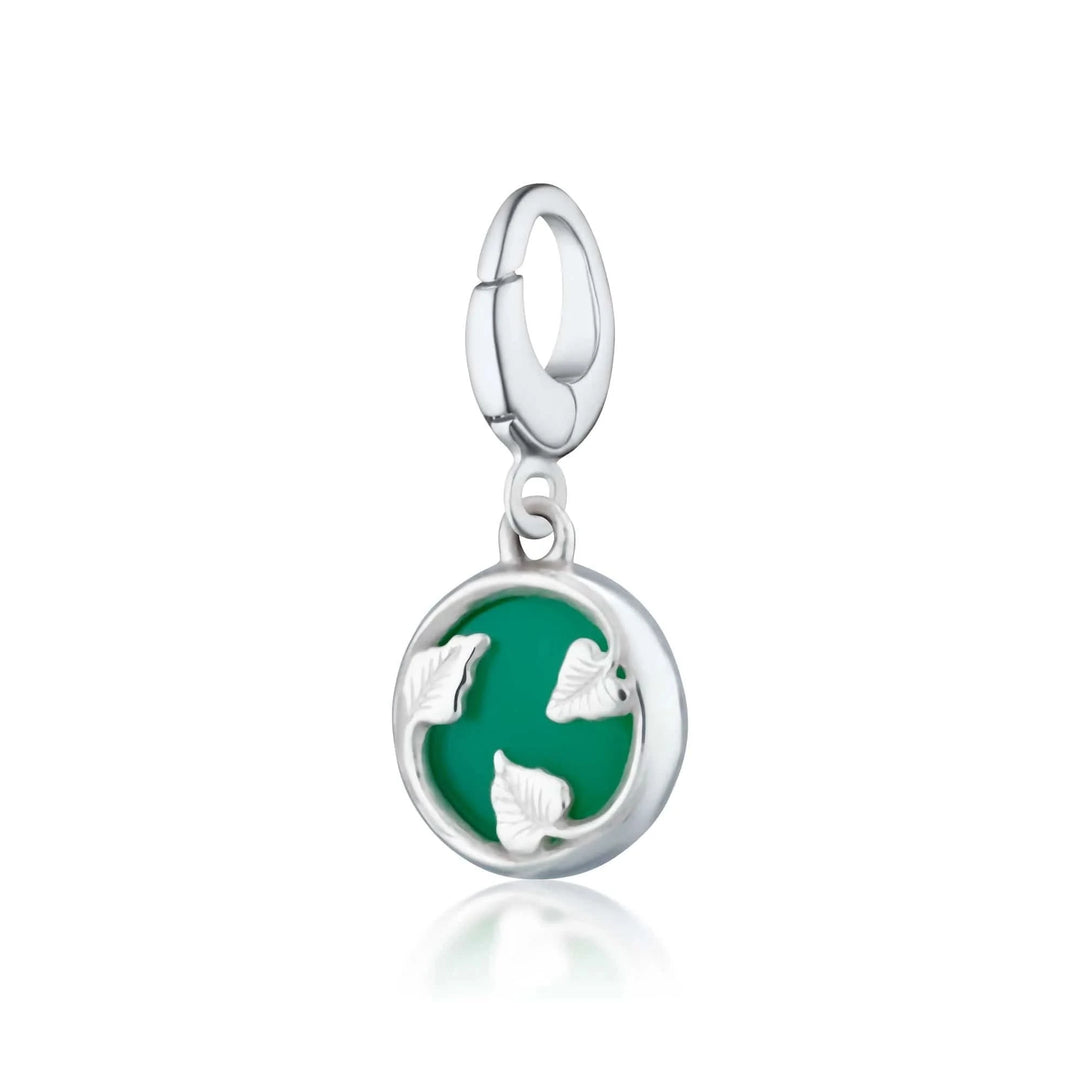 Silver Green Chrysoprase Healing Happiness Stone Charm CSHSCY