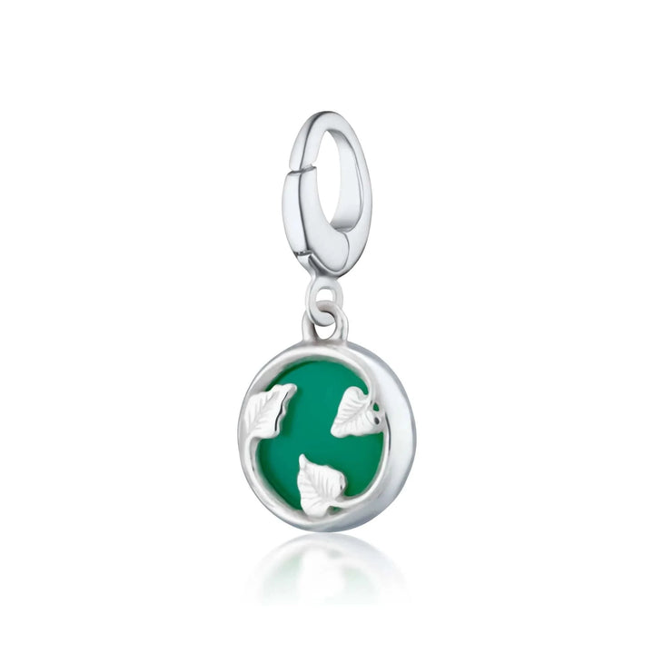 Silver Green Chrysoprase Healing Happiness Stone Charm CSHSCY