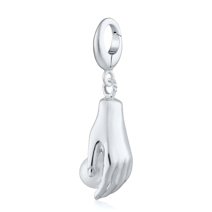 Silver Hand and Pearl Charm CSHPL