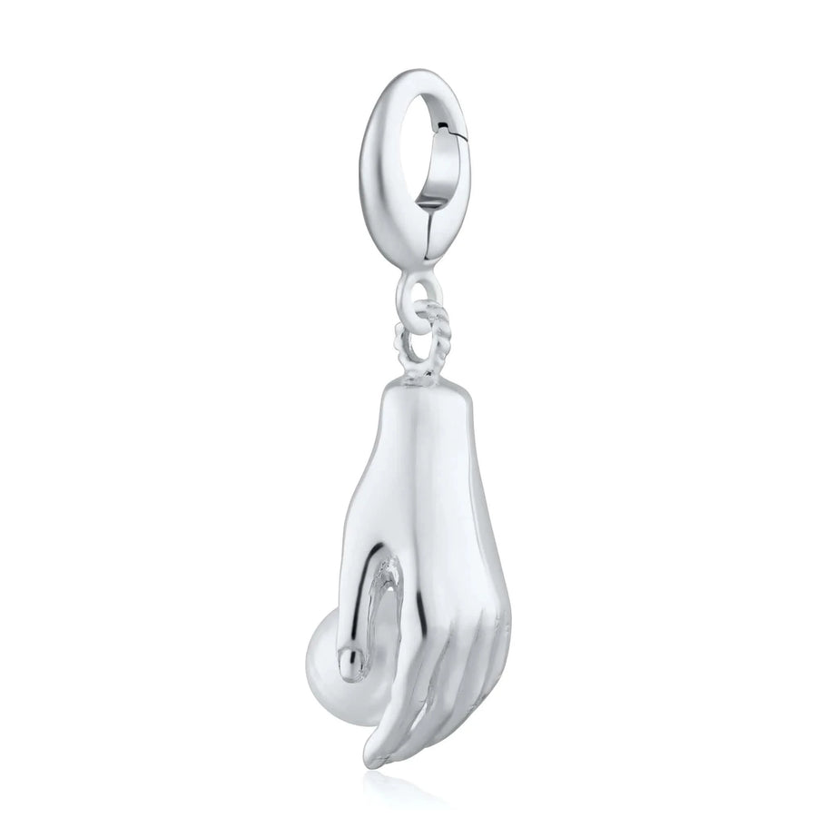 Silver Hand and Pearl Charm CSHPL