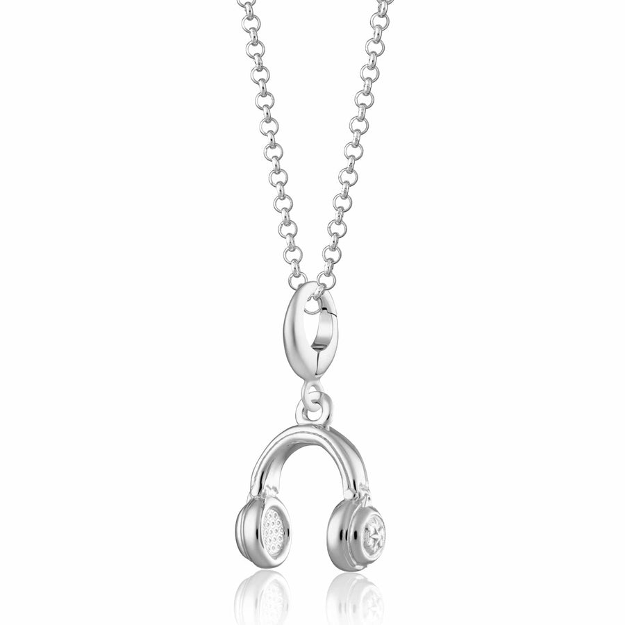Silver Headphones Necklace CNSHDP-1