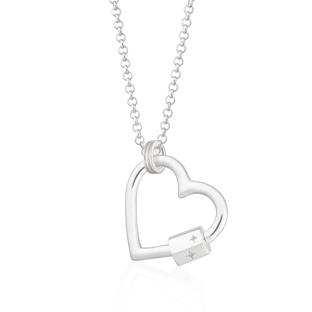 Silver Heart Carabiner Charm Collector Necklace CSHCAR-SC1-1