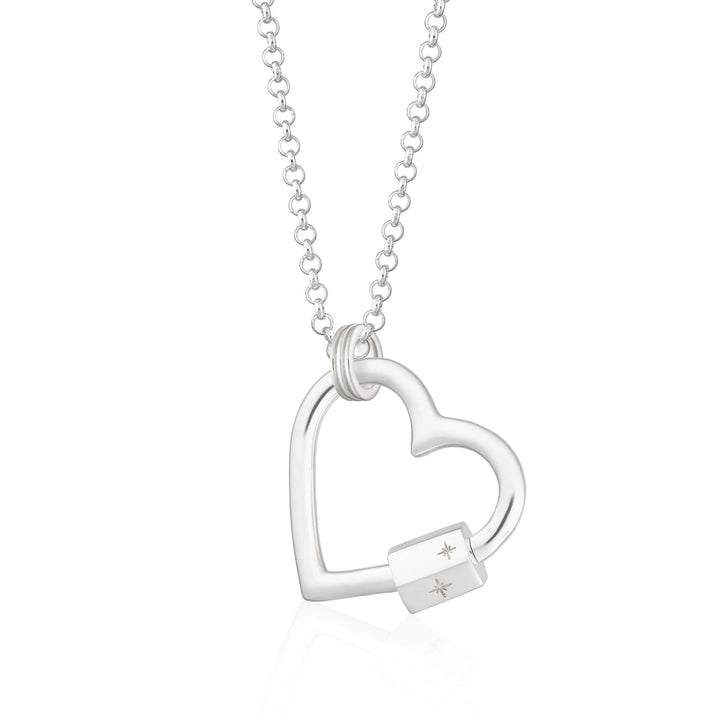 Silver Heart Carabiner Charm Collector Necklace CSHCAR-SC1-1