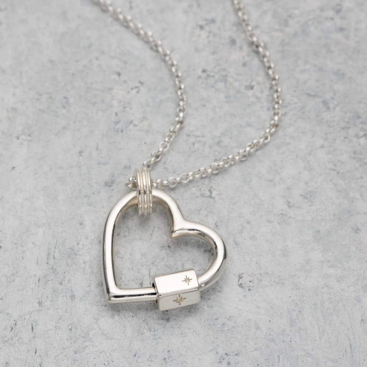 Silver Heart Carabiner Charm Collector Necklace CSHCAR-SC1-1