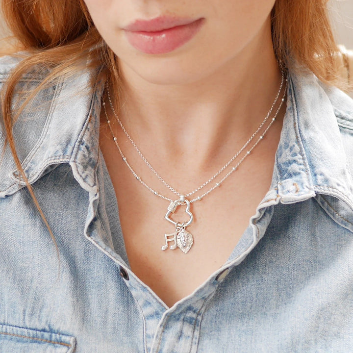 Silver Heart Carabiner Charm Collector Necklace CSHCAR-SC1-1