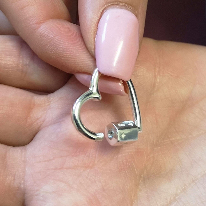 Silver Heart Carabiner Charm Lock CSHCAR