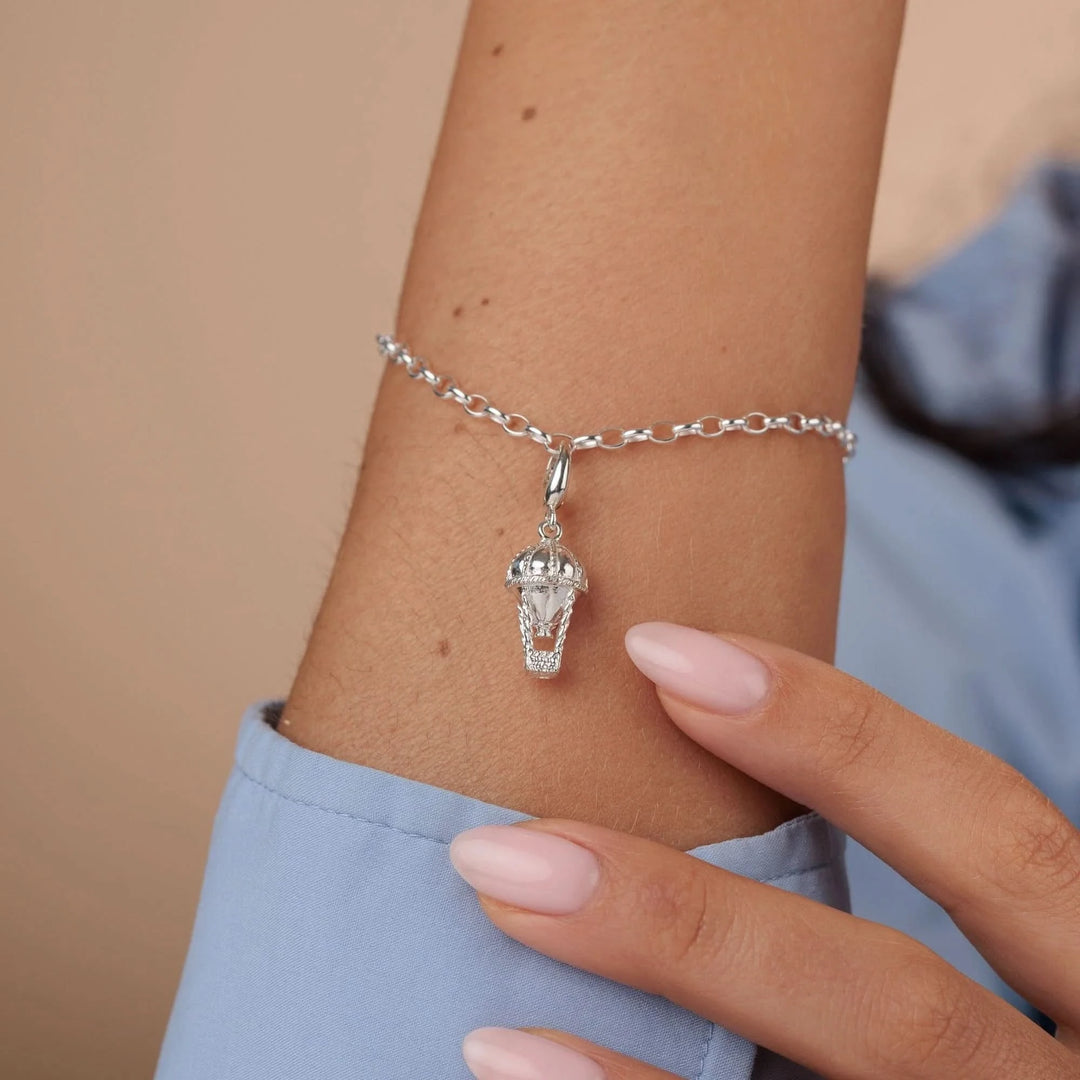 Silver Hot Air Balloon Charm CSHAB