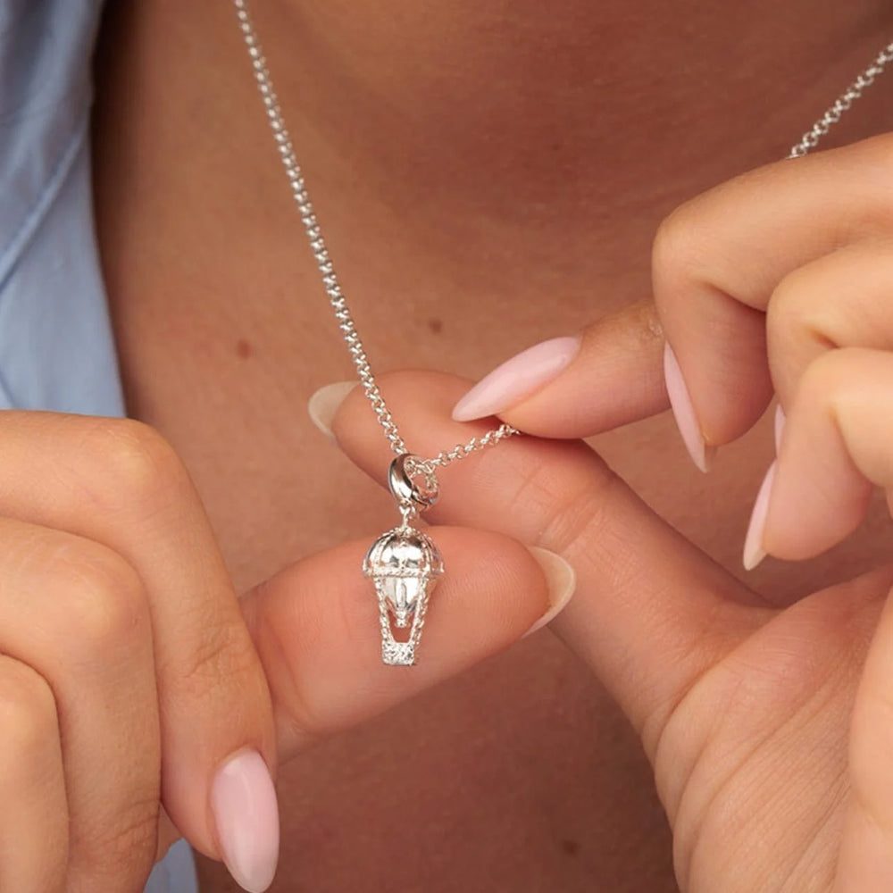 Silver Hot Air Balloon Necklace CNSHAB-1