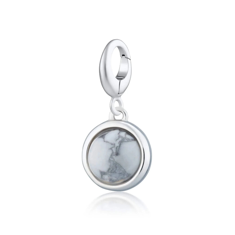 Silver Howlite Healing Positive Thought Stone Charm CSHSHL