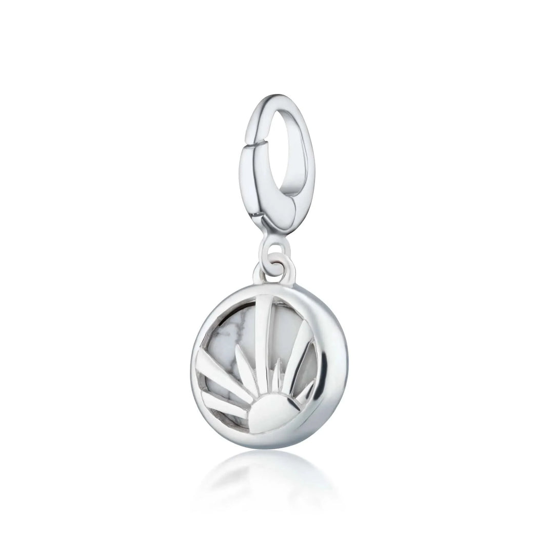 Silver Howlite Healing Positive Thought Stone Charm CSHSHL