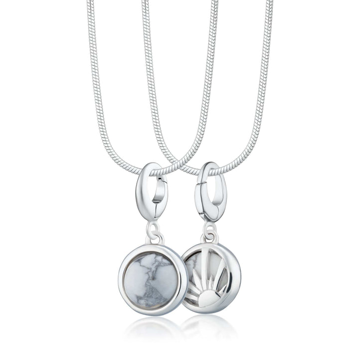 Silver Howlite Healing Stone Positive Thought Necklace CNSHSHL-SNAKE-1