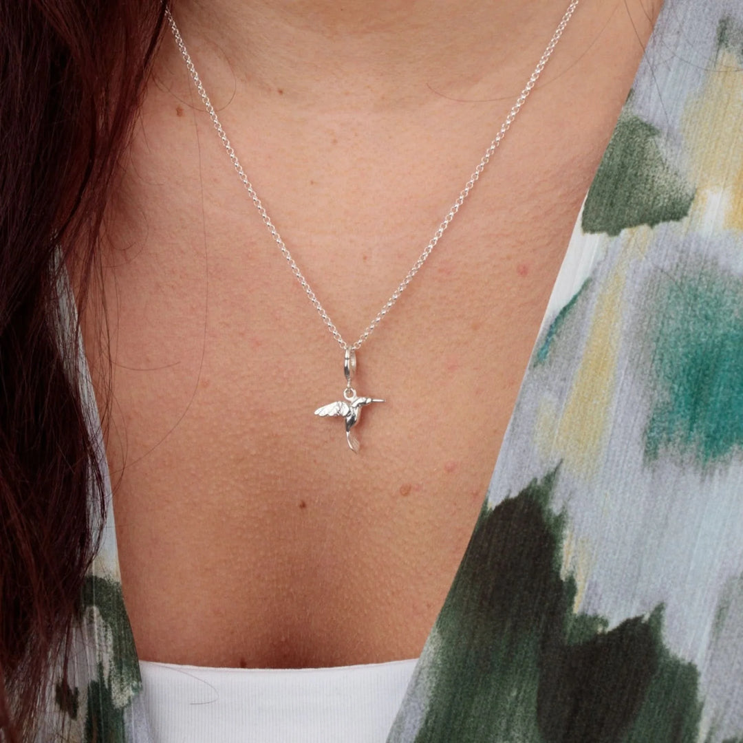 Silver Hummingbird Charm CSHB