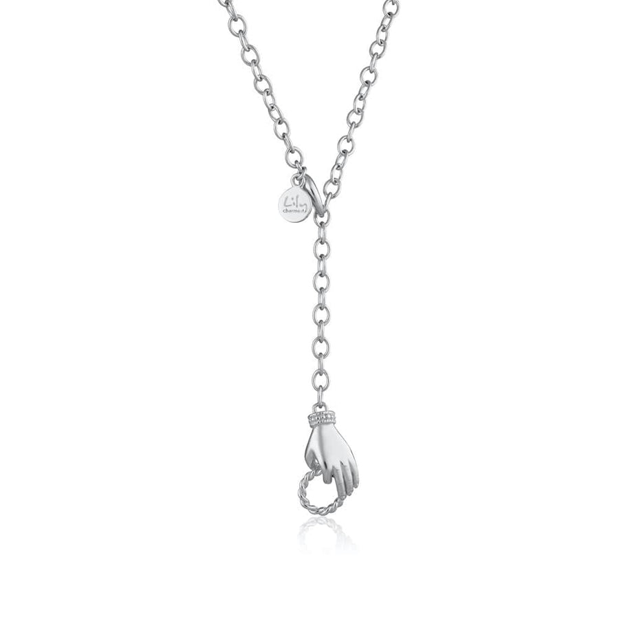 Silver In Safe Hands Charm Collector Necklace CHCSSFHD