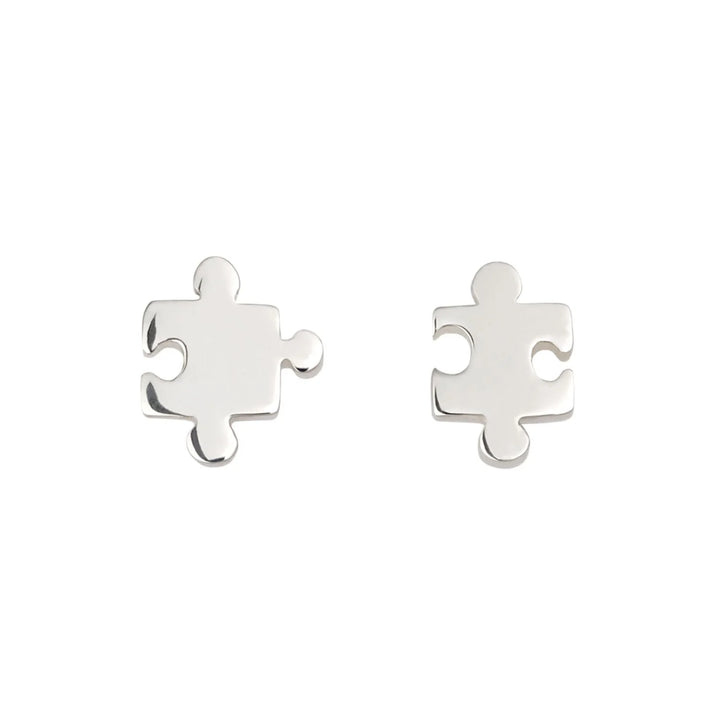 Silver Jigsaw Stud Earrings SESJZ