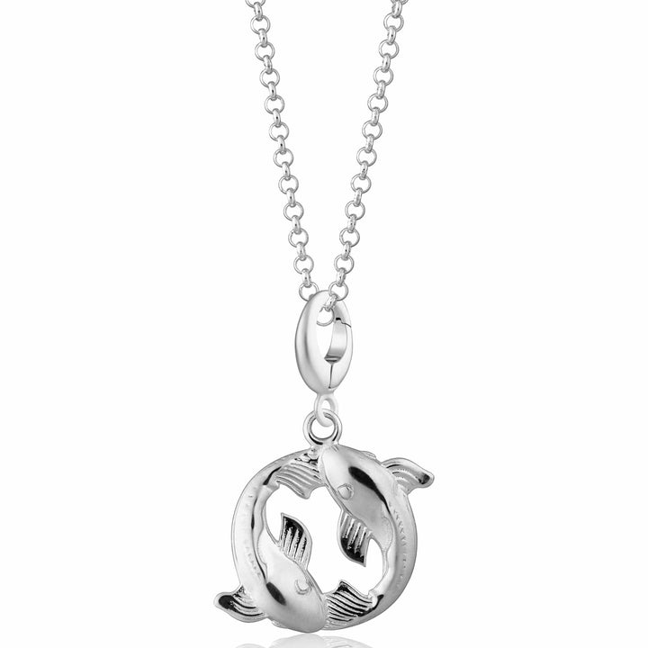 Silver Koi Fish Pisces Zodiac Necklace CNSCKC-1