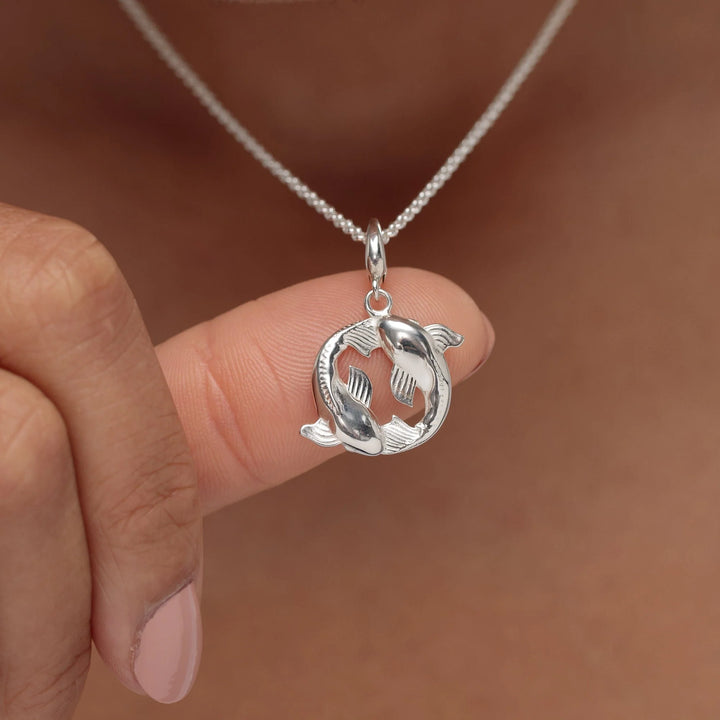 Silver Koi Fish Pisces Zodiac Necklace CNSCKC-1