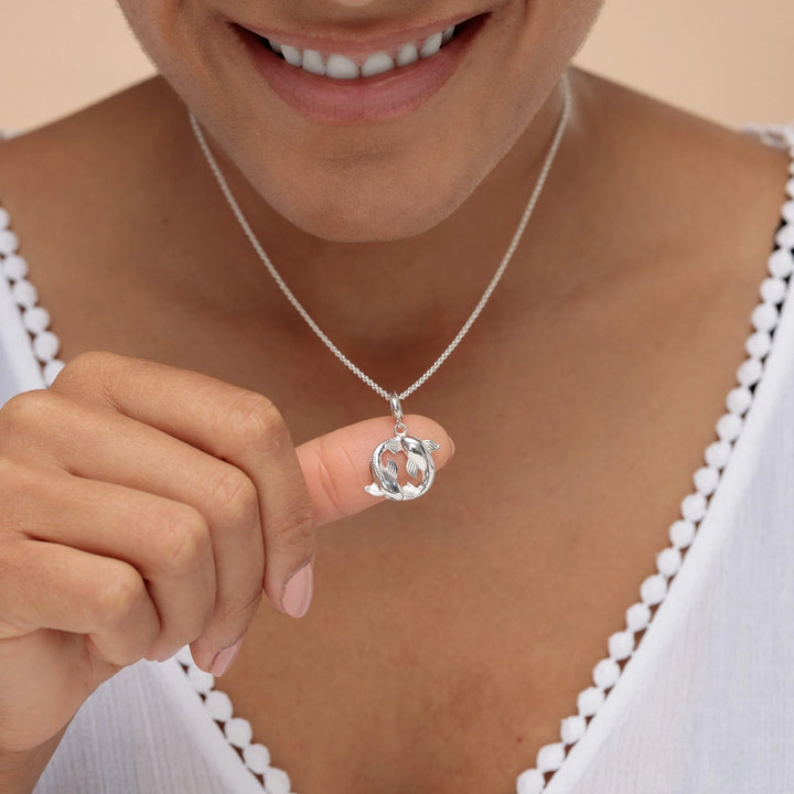 Silver Koi Fish Pisces Zodiac Necklace CNSCKC-1