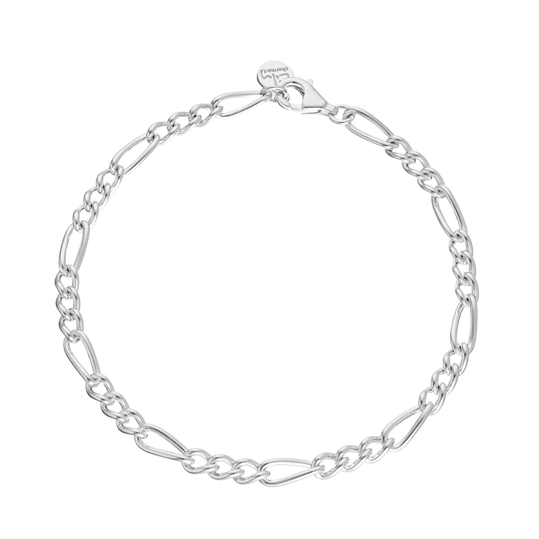 Silver Large Linked Figaro Charm Bracelet CBRSFIGARO-LG
