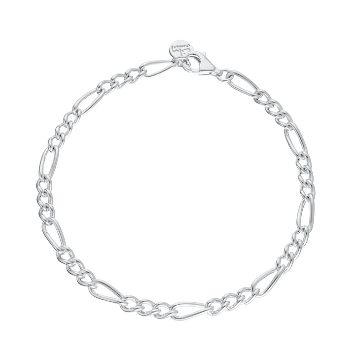 Silver Large Linked Figaro Charm Bracelet CBRSFIGARO-LG