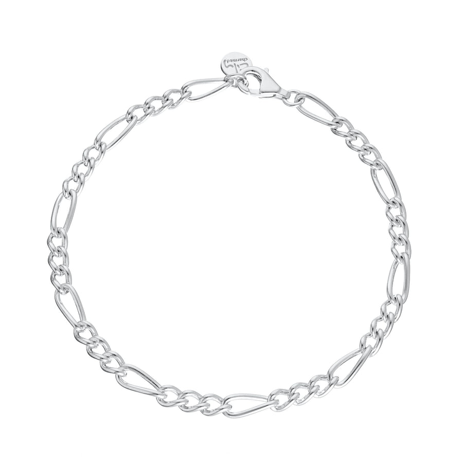 Silver Large Linked Figaro Charm Bracelet CBRSFIGARO-LG