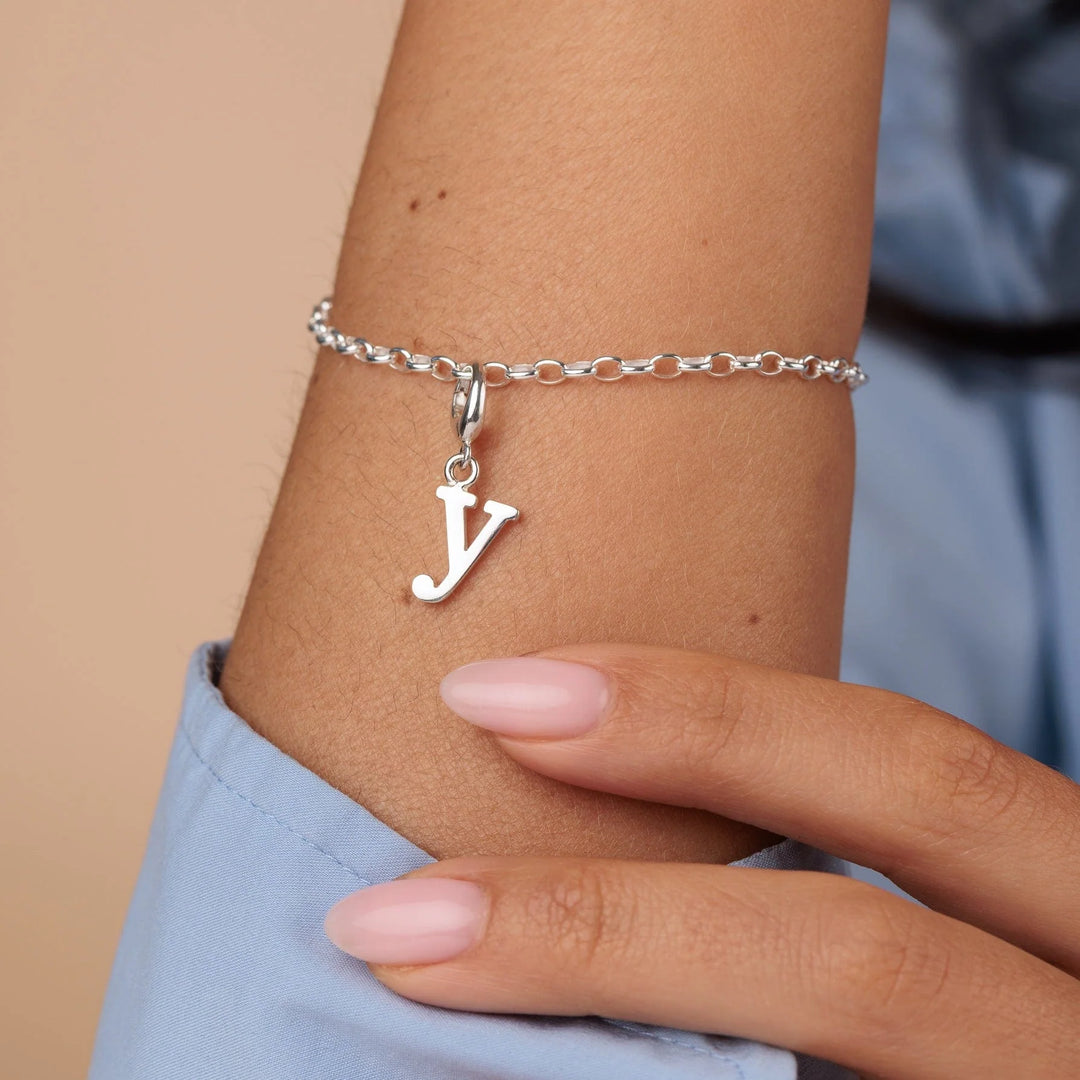Silver Letter Charm Necklace CLNSA-1