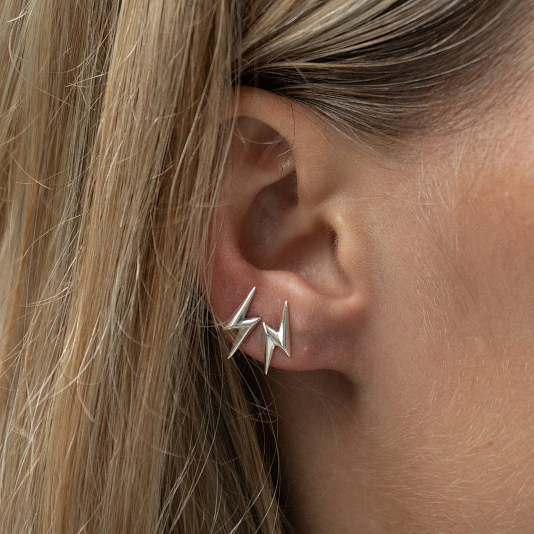 Silver Lightning Bolt Stud Earrings SESBOLT