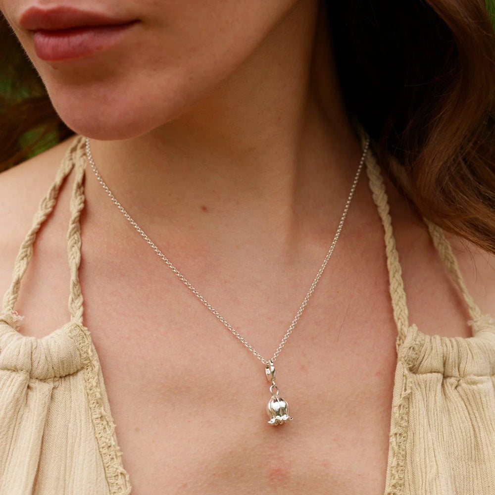 Silver Lily Of The Valley Flower Necklace CNSLIVA-1