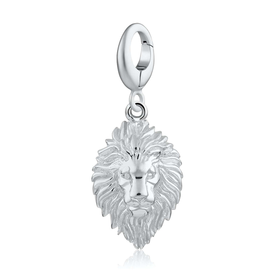Silver Lion Head Leo Zodiac Charm CSLNH