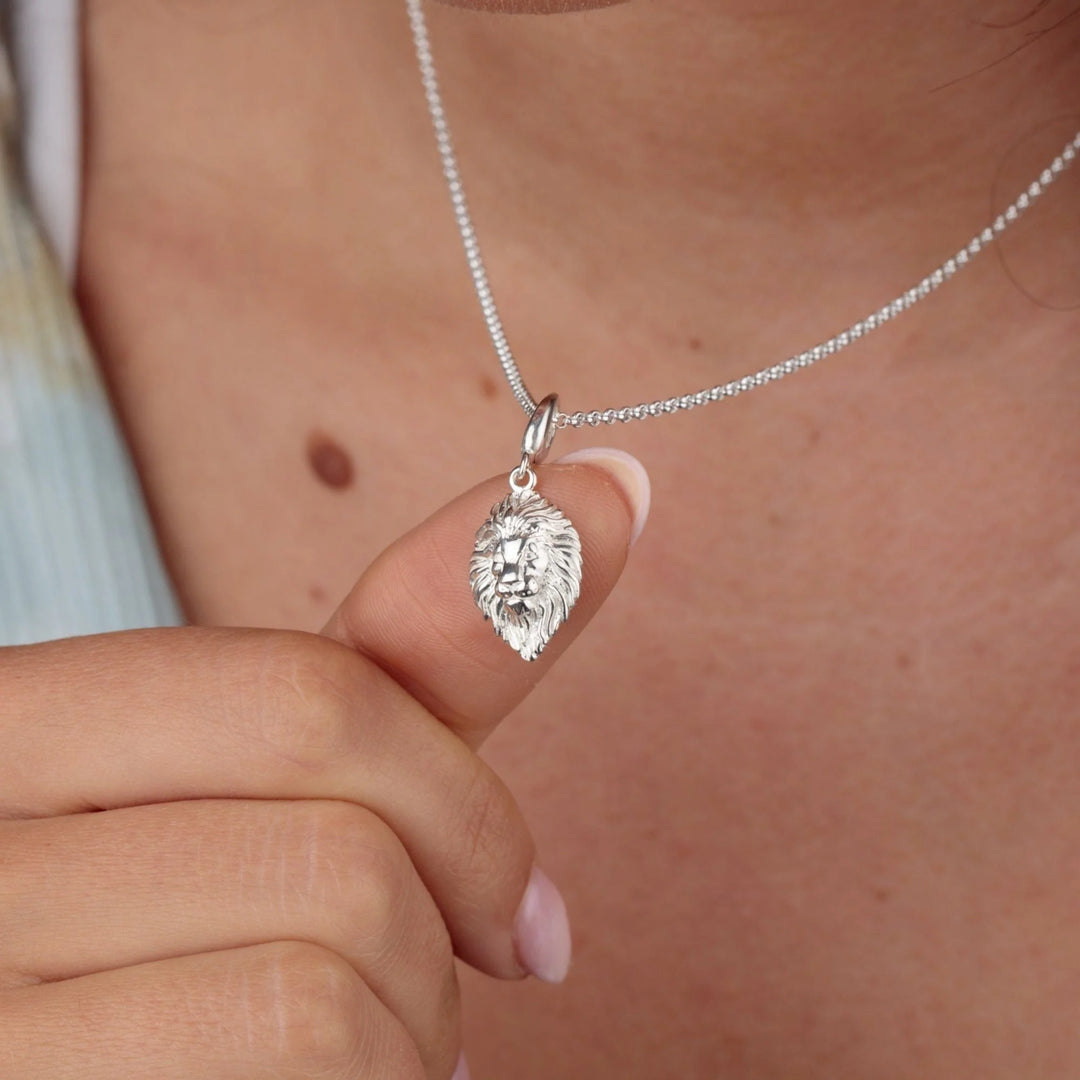 Silver Lion Head Zodiac Necklace CNSLNH-1