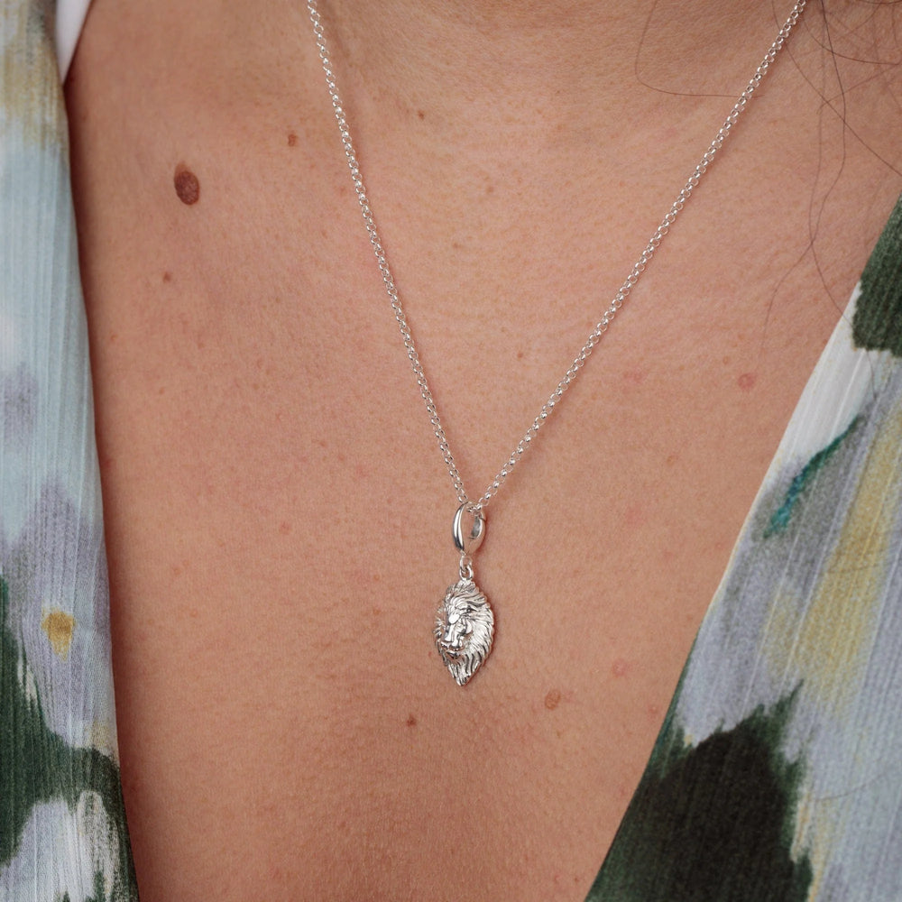 Silver Lion Head Zodiac Necklace CNSLNH-1