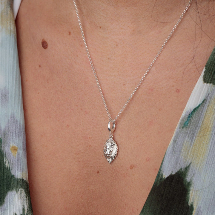Silver Lion Head Zodiac Necklace CNSLNH-1