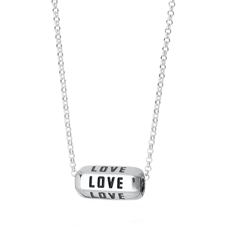 Silver Love is All Around Black Necklace CNSLOBL-1