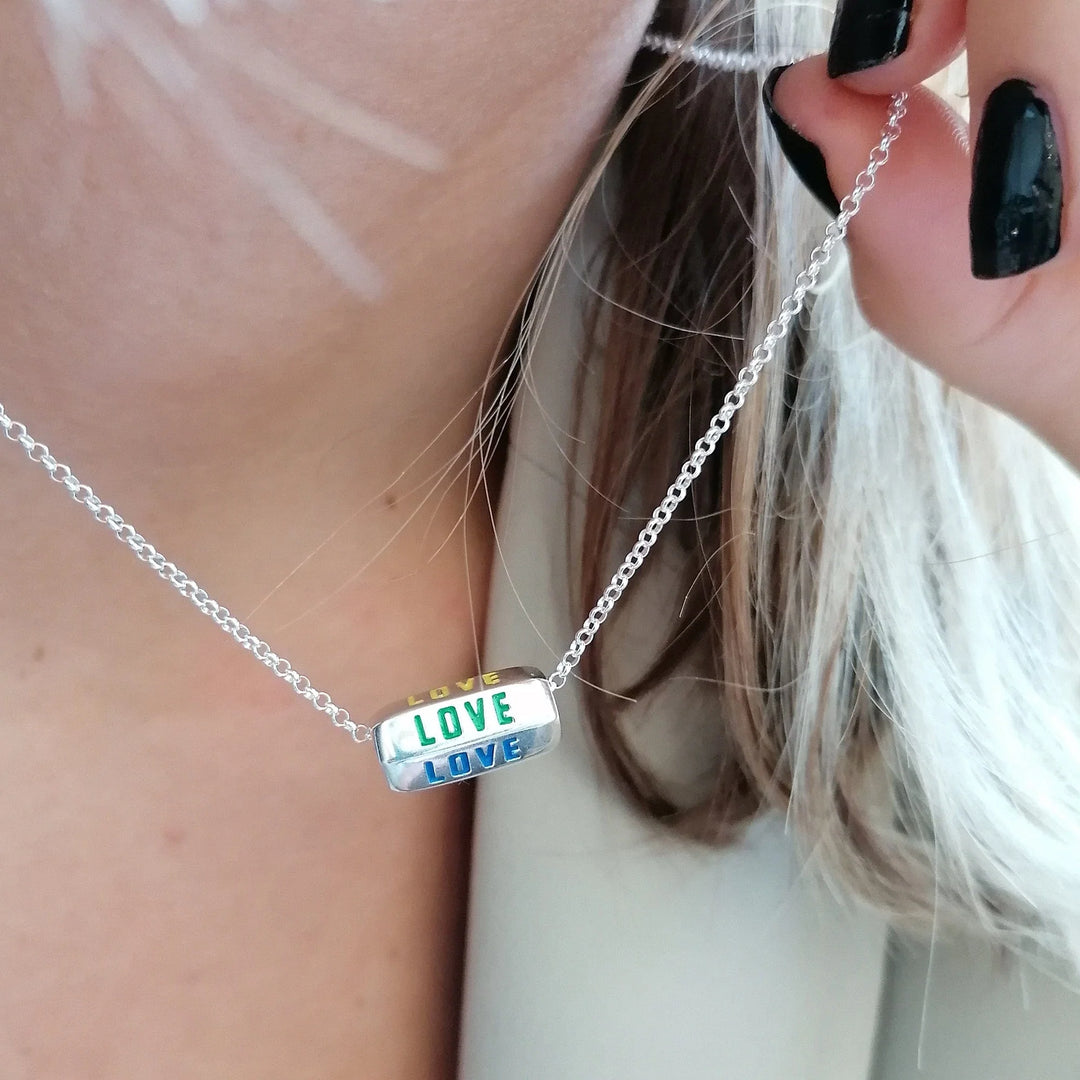 Silver Love is All Around Rainbow Necklace CNSLORAIN-1