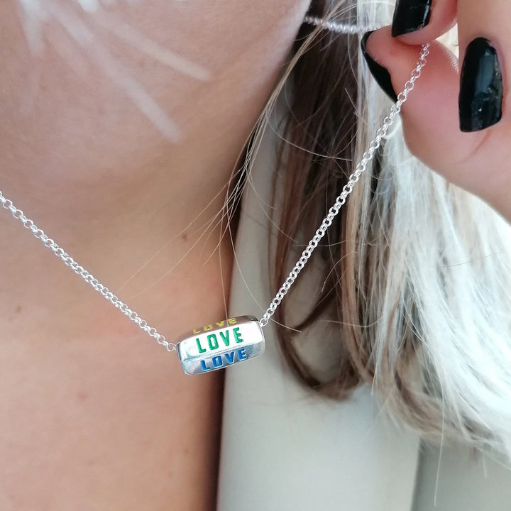 Silver Love is All Around Rainbow Necklace CNSLORAIN-1