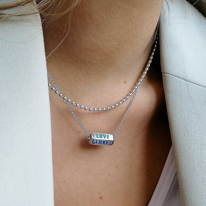 Silver Love is All Around Rainbow Necklace CNSLORAIN-1
