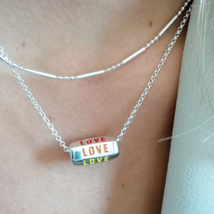 Silver Love is All Around Rainbow Necklace CNSLORAIN-1