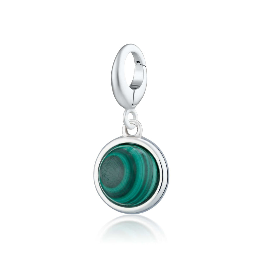 Silver Malachite Healing Healing Stone Charm CSHSMA