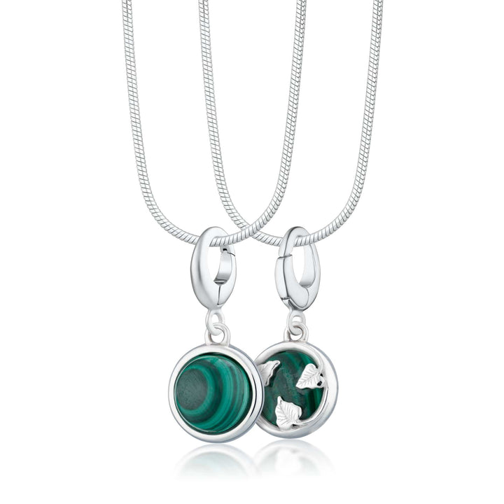 Silver Malachite Healing Healing Stone Necklace CSHSMA-SNAKE-1