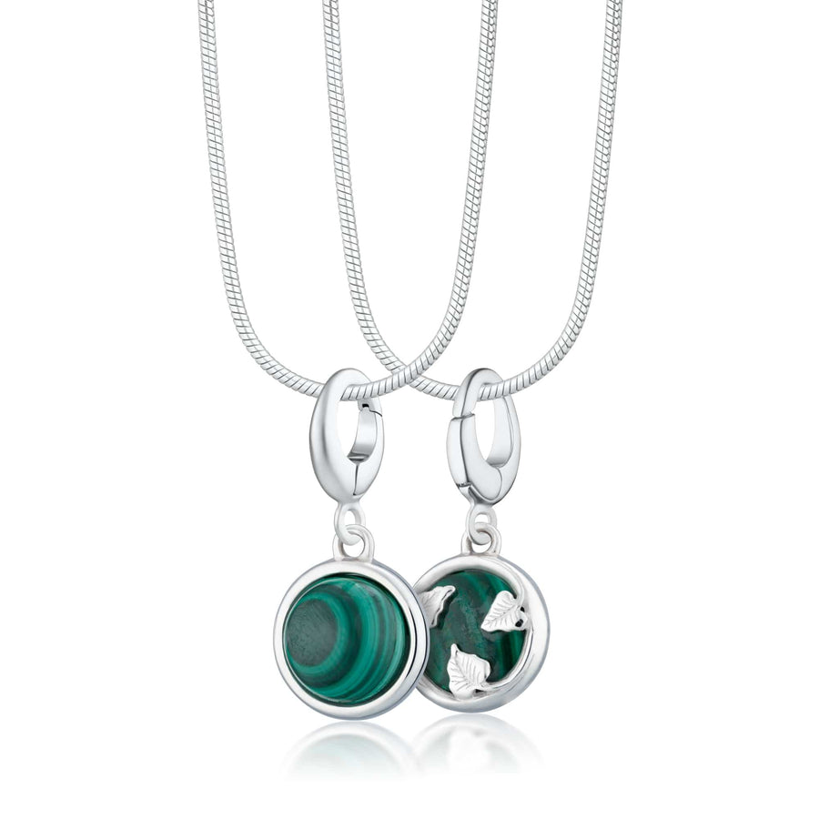 Silver Malachite Healing Healing Stone Necklace CSHSMA-SNAKE-1