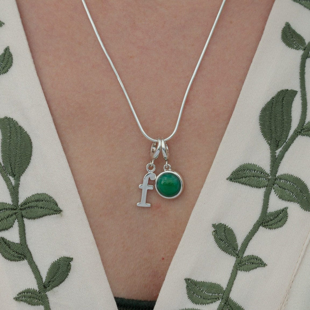 Silver Malachite Healing Healing Stone Necklace CSHSMA-SNAKE-1