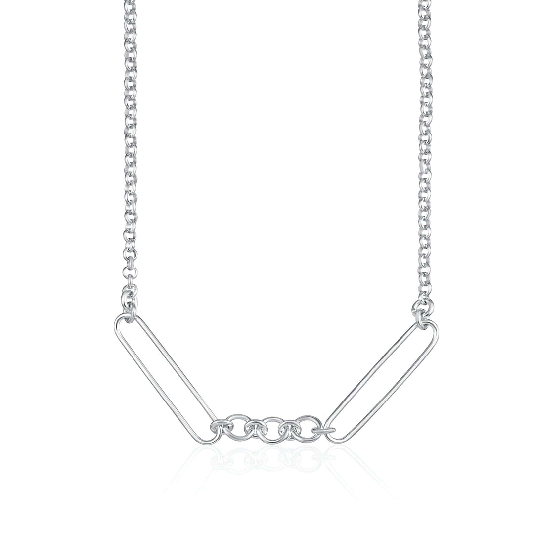 Silver Mixed Link Charm Collector Necklace CHCSML
