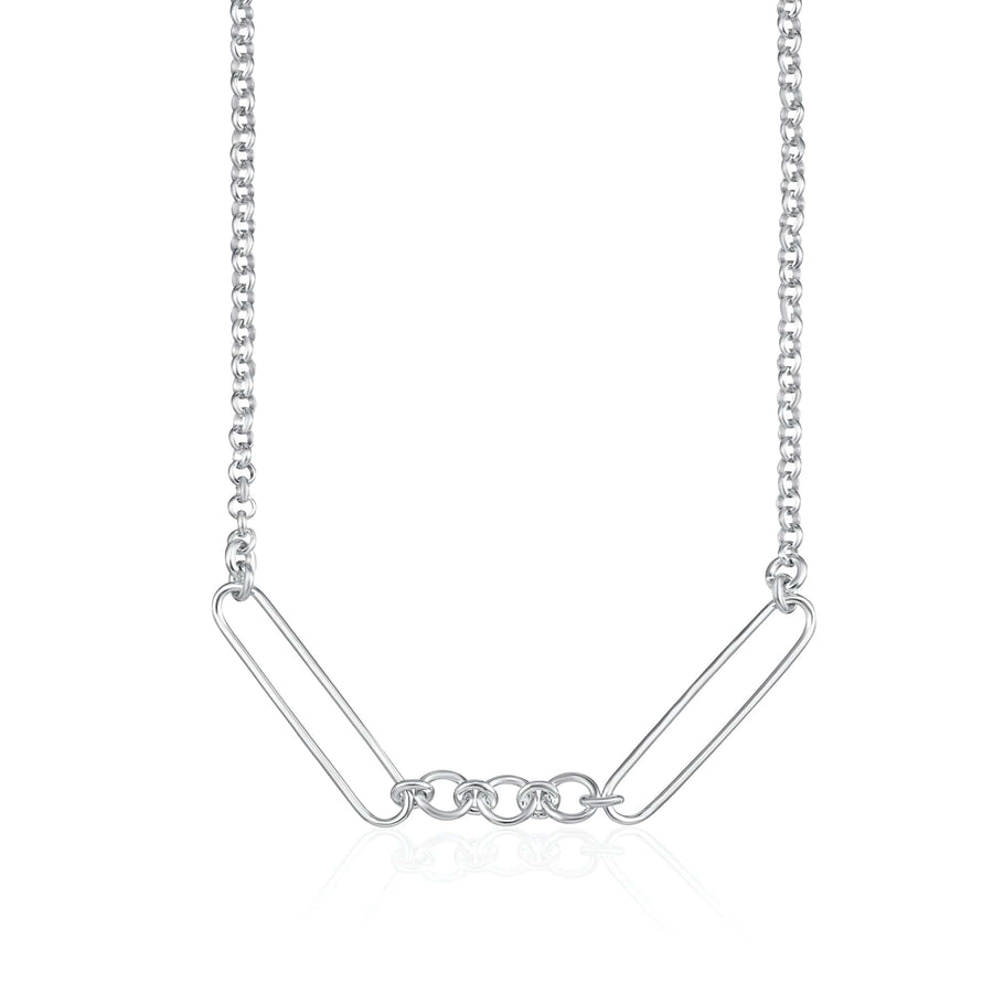 Silver Mixed Link Charm Collector Necklace CHCSML
