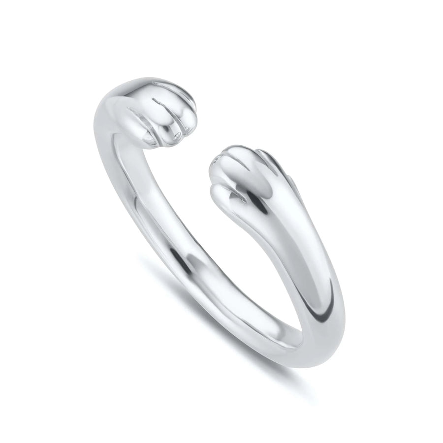 Silver Open Paw Hug Ring RSOPH