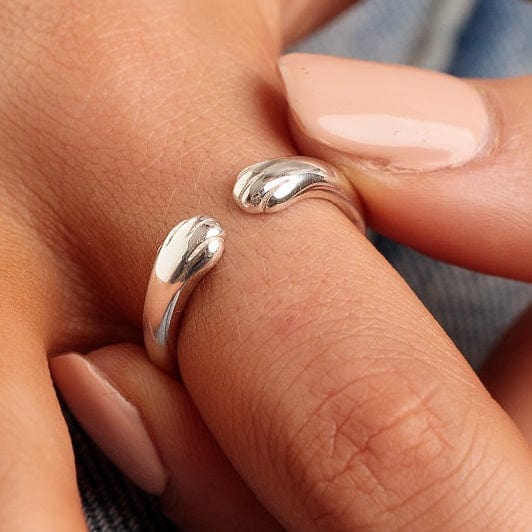 Silver Open Paw Hug Ring RSOPH