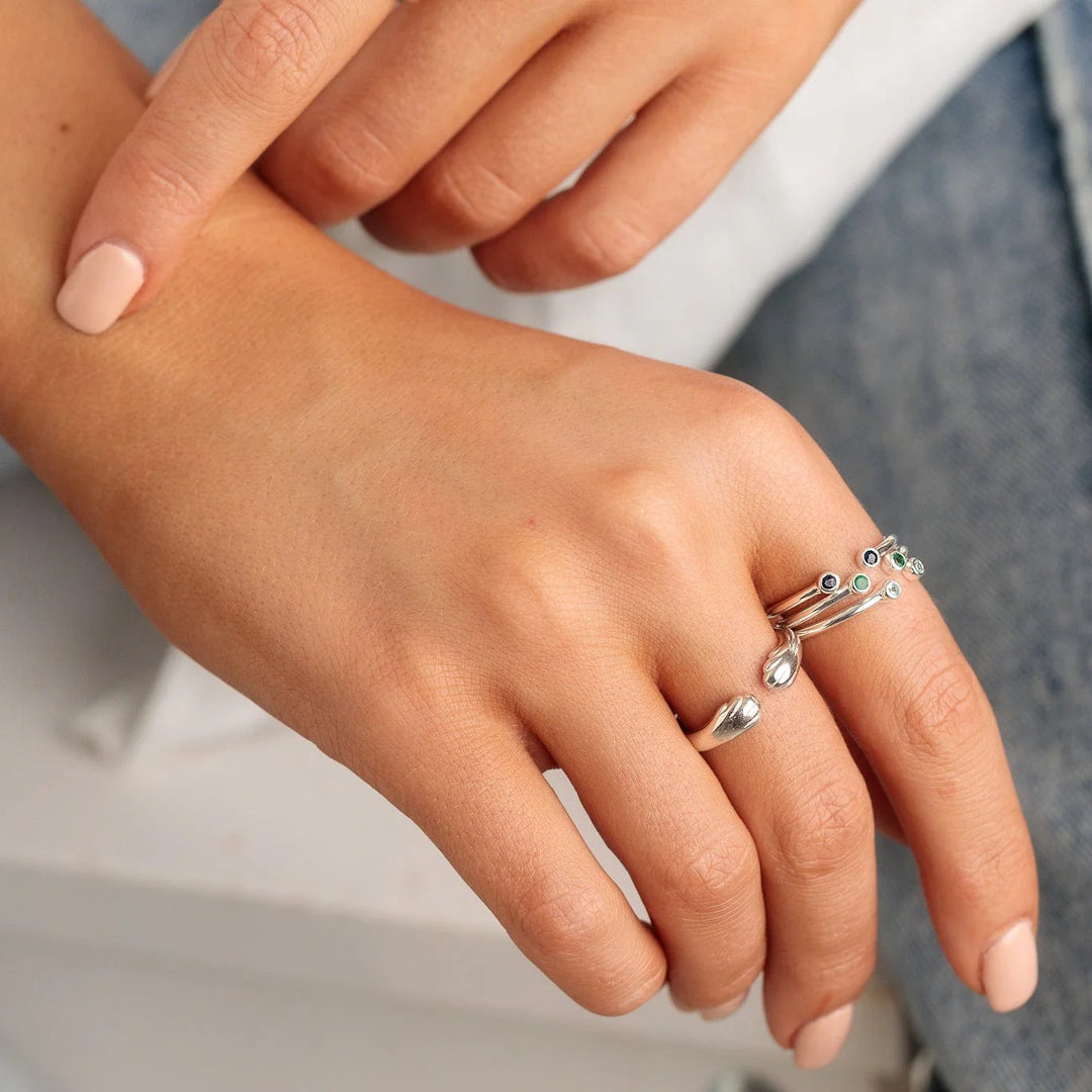 Silver Open Paw Hug Ring RSOPH