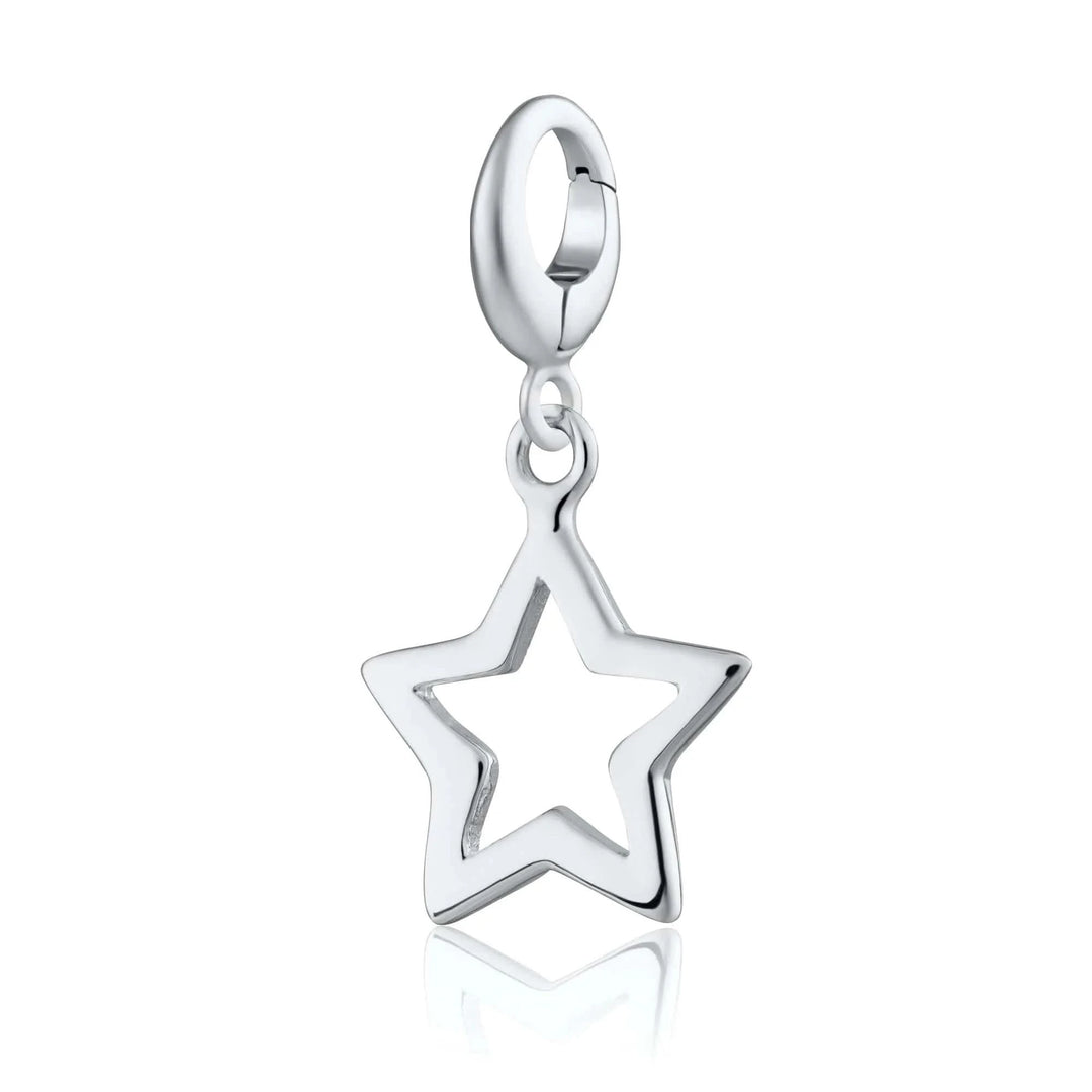 Silver Open Star Charm CSSO