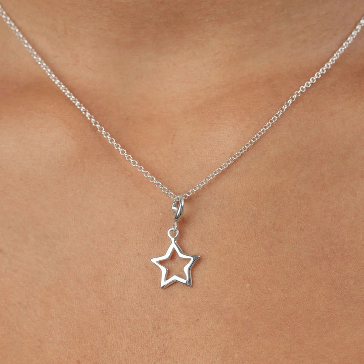 Silver Open Star Charm CSSO