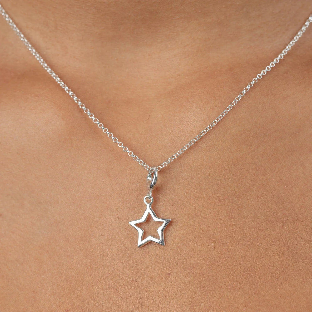 Silver Open Star Necklace CNSSO-1